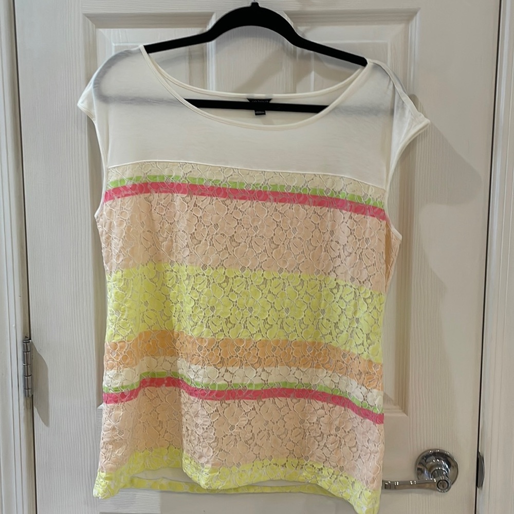 NWOT Ann Taylor Lined Lace Overlay T-shirt